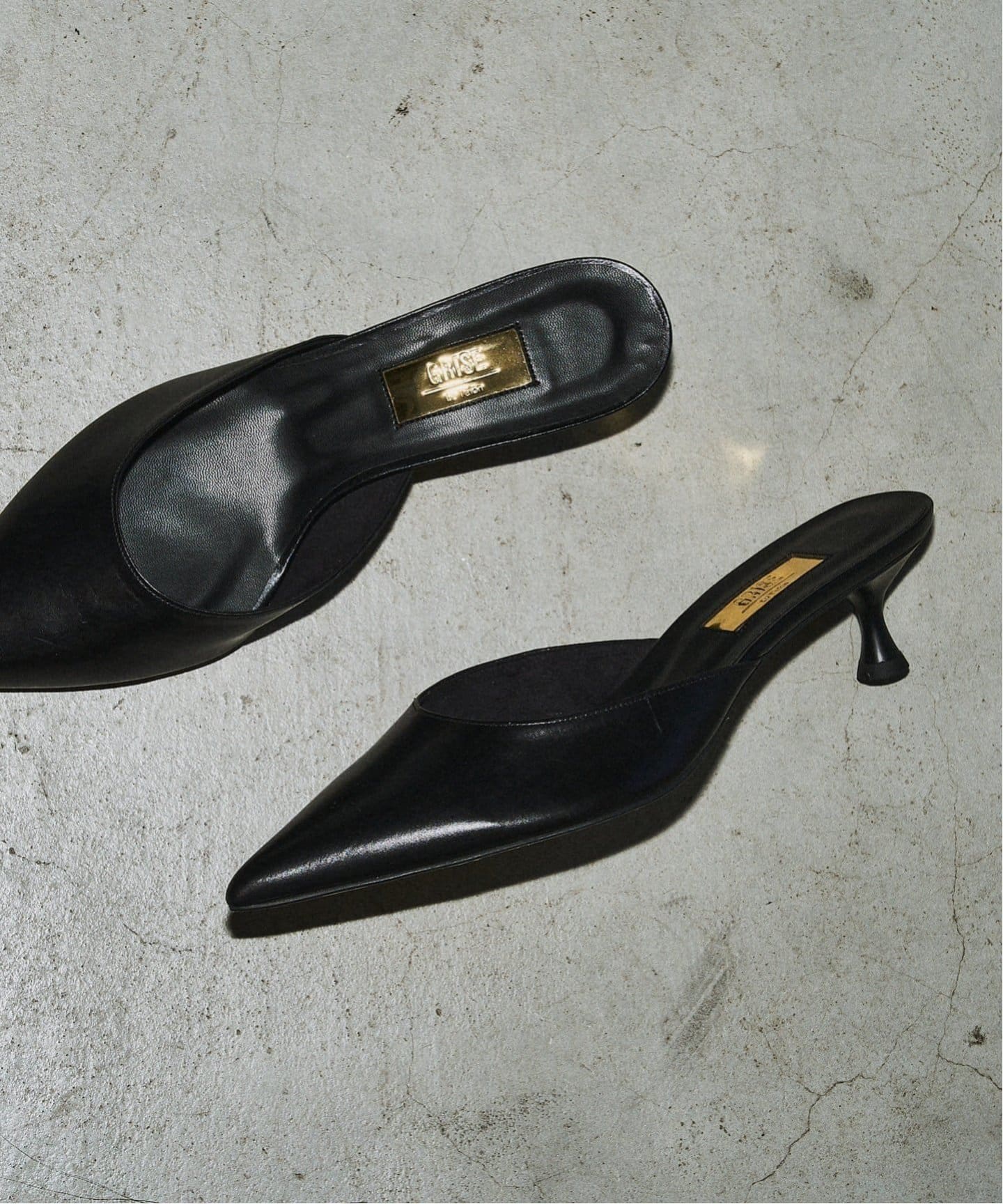 追加》GRISE4.5cmレザーポインテッドミュール（パンプス）｜GRISE