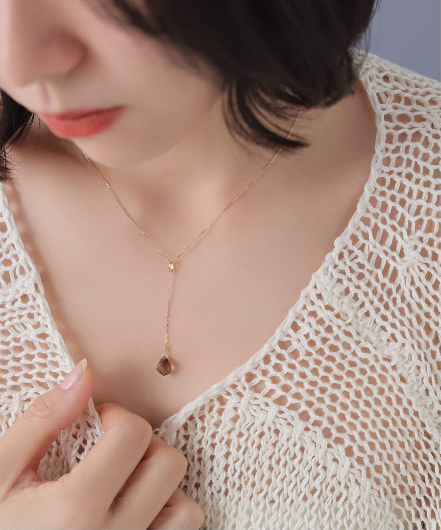 ツイストカットスモーキークォーツチェーンチャーム K10（チャーム