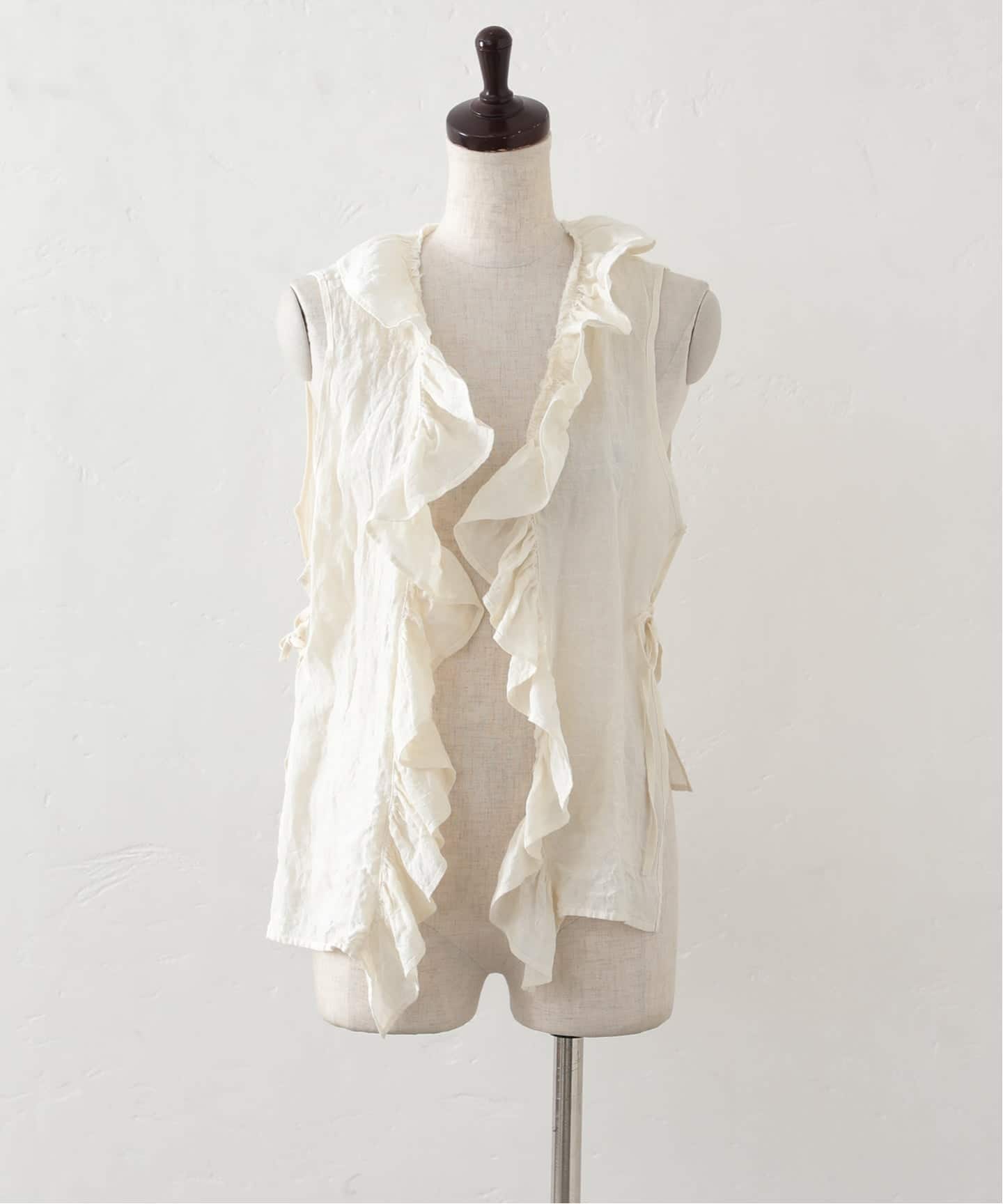 予約》リネンワッシャー フリルジレ（シャツ／ブラウス）｜journal