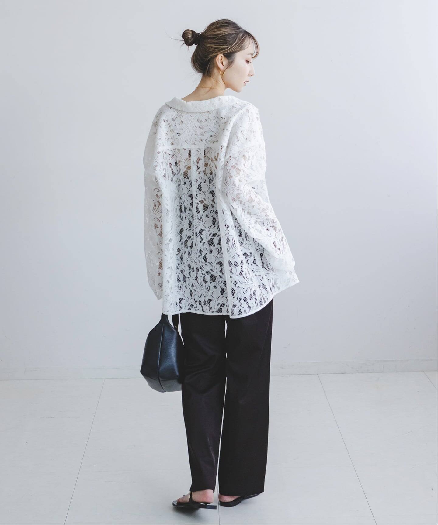 追加予約》ボタニカルレースオープンカラーシャツ（シャツ／ブラウス