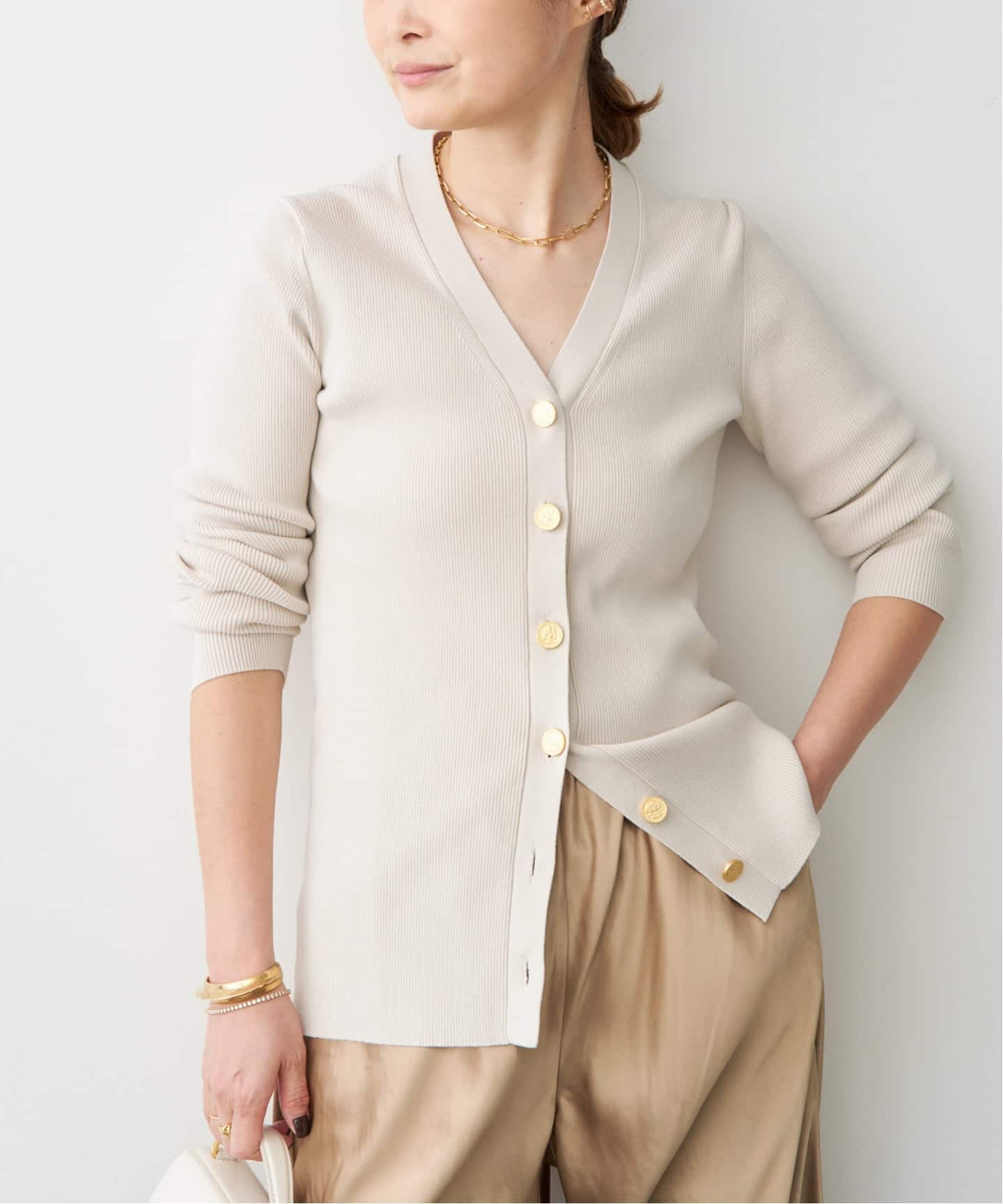 DINER RIB Vネックカーディガン（カーディガン）｜Deuxieme Classe