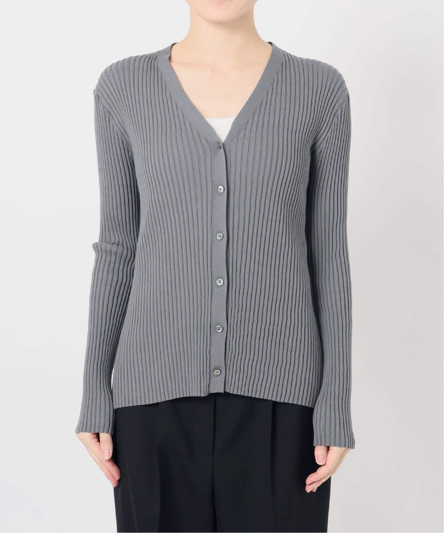 イタリア糸 RIB Vネックカーディガン（カーディガン）｜VERMEIL par