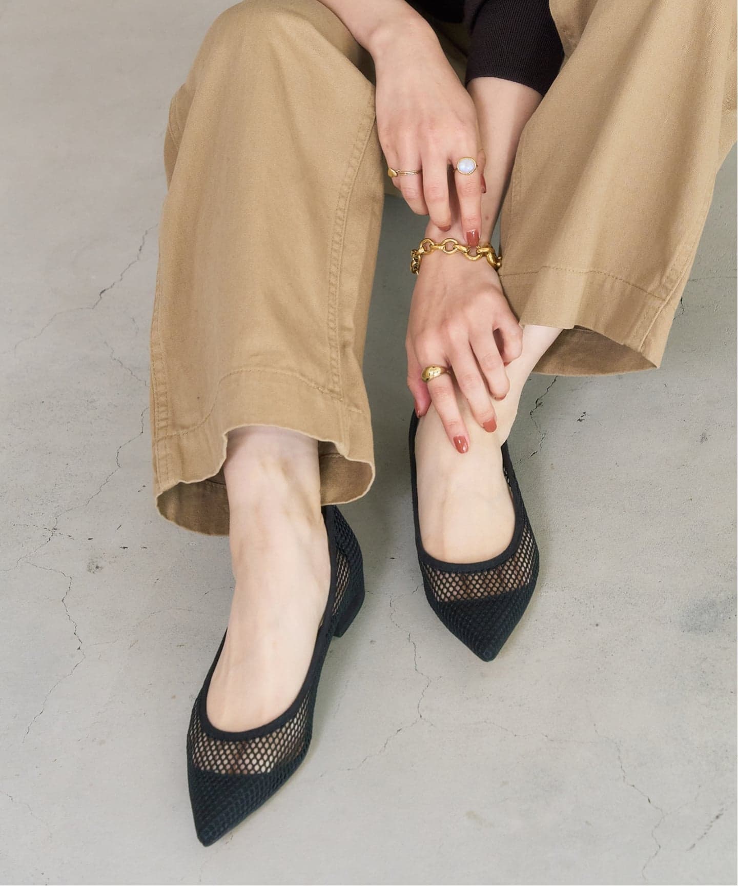 追加予約3》ポインテッドネットフラット（フラットシューズ）｜LE