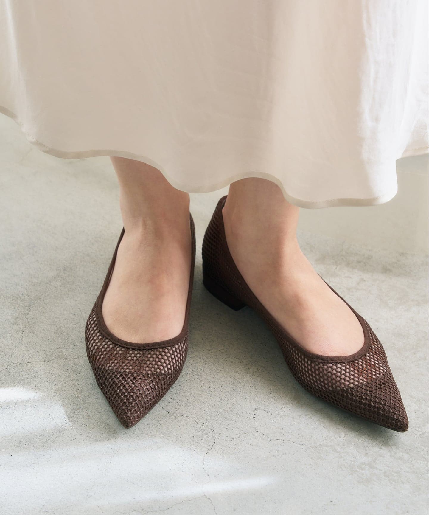 追加予約3》ポインテッドネットフラット（フラットシューズ）｜LE