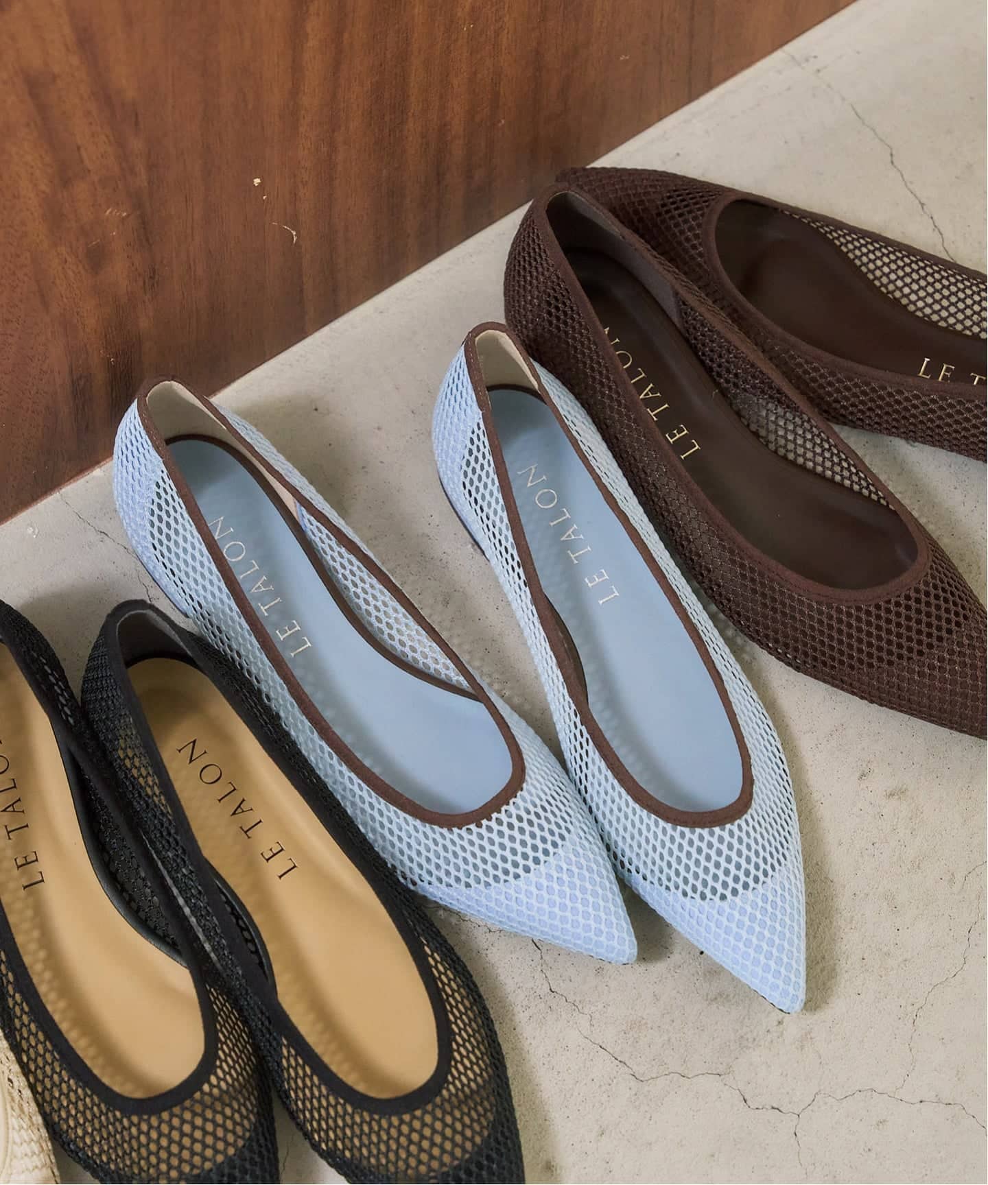 追加予約3》ポインテッドネットフラット（フラットシューズ）｜LE