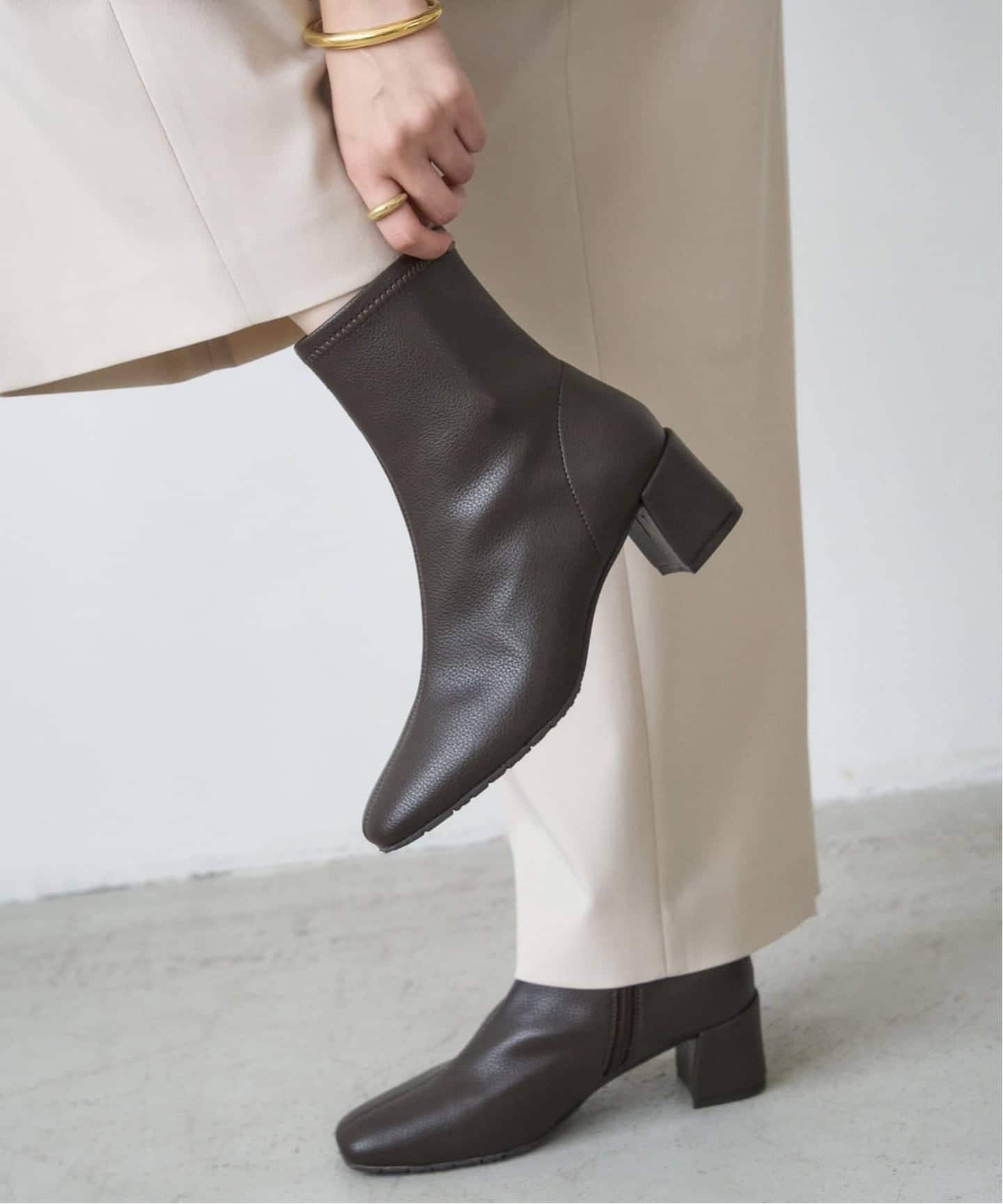 追加3》5cmスクエアフィットショートブーツ（ブーティ・ショートブーツ