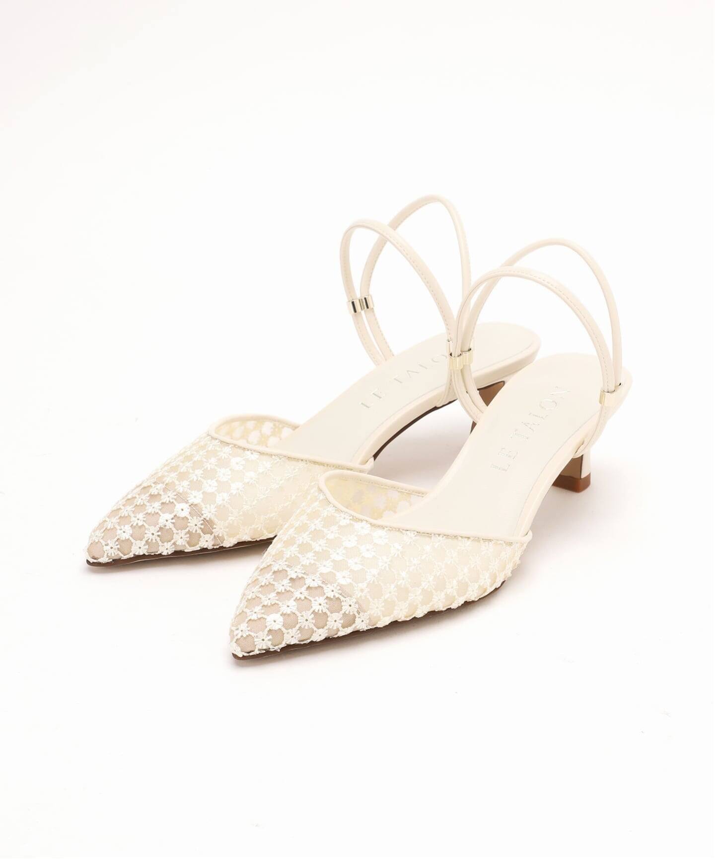 予約》5cmポインテッドフラワースパンコールミュール（パンプス）｜LE