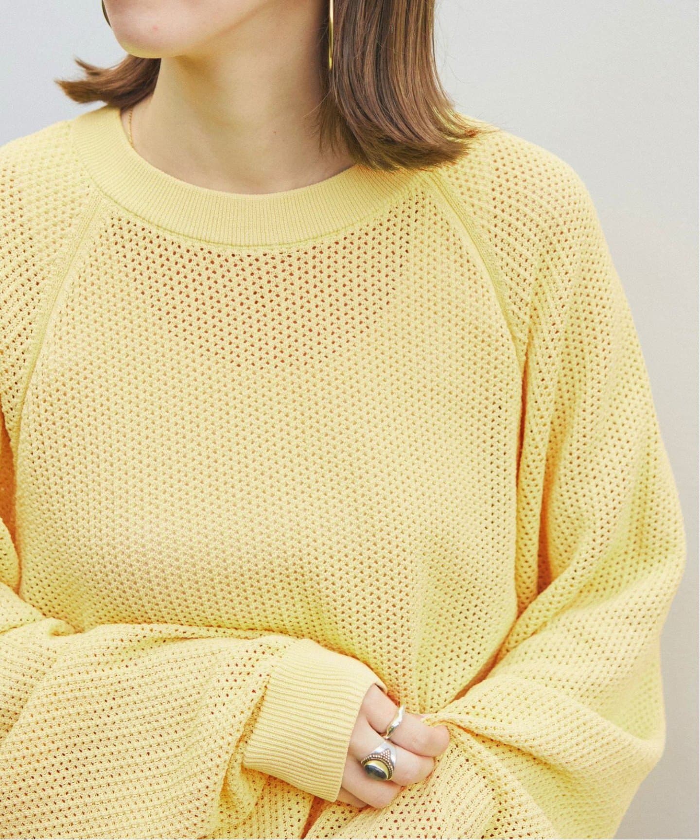 洗えるニット】COTTON LIKE 透かし編み メッシュプルオーバーニット