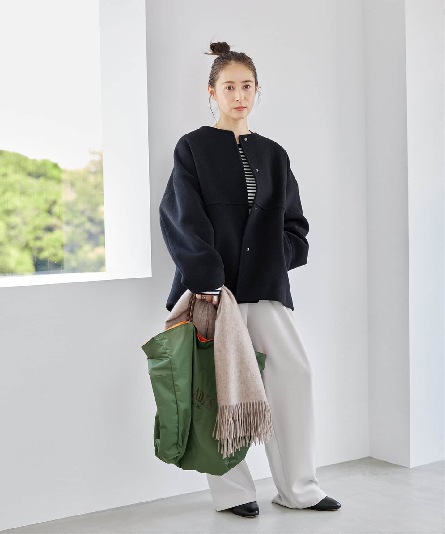 スーパー140ビーバーノーカラーショートコート（ノーカラーコート