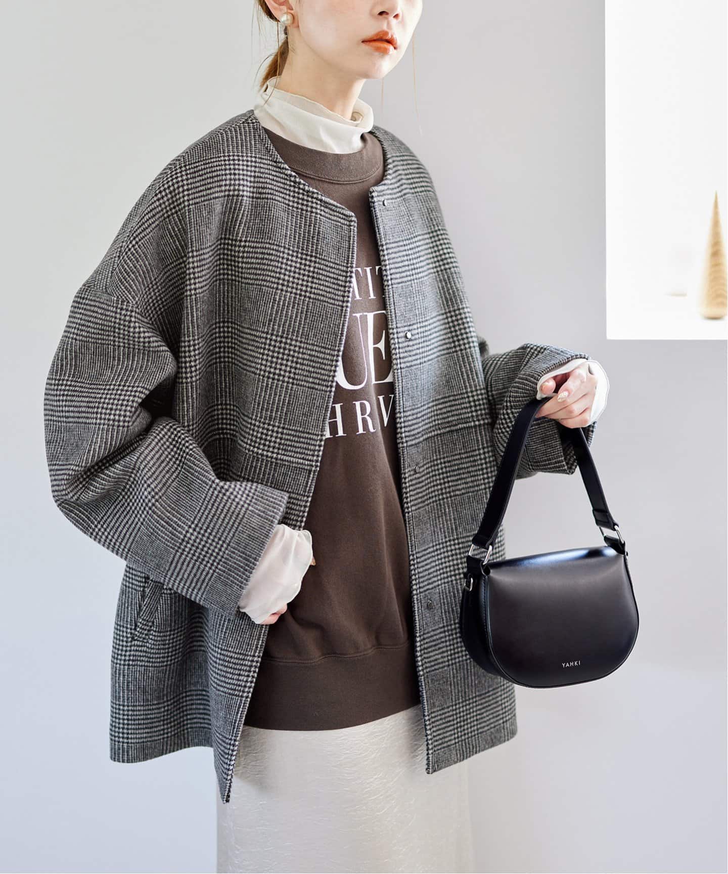 スーパー140ビーバーノーカラーショートコート（ノーカラーコート