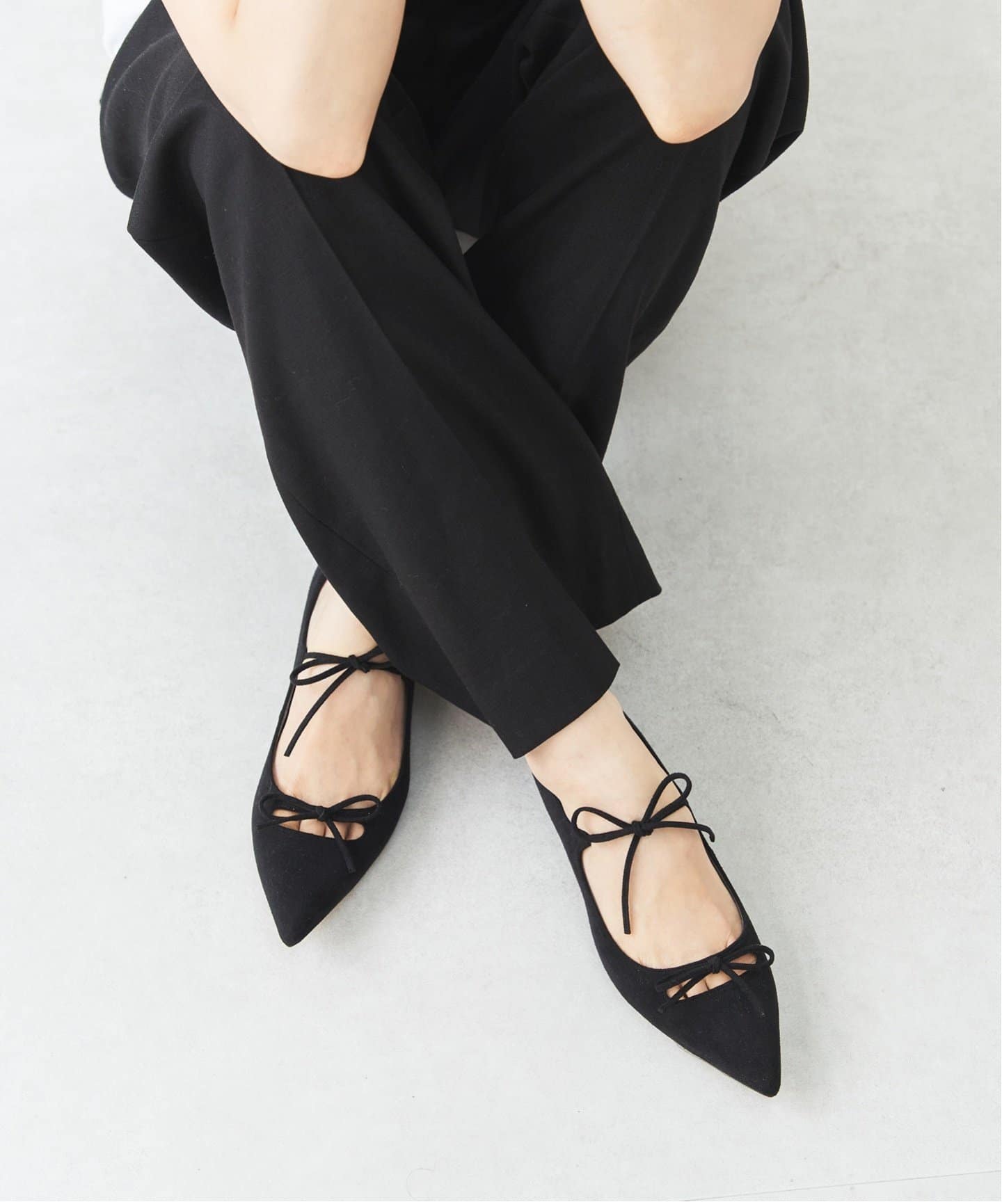 追加》ポインテッドダブルリボンフラット（フラットシューズ）｜LE