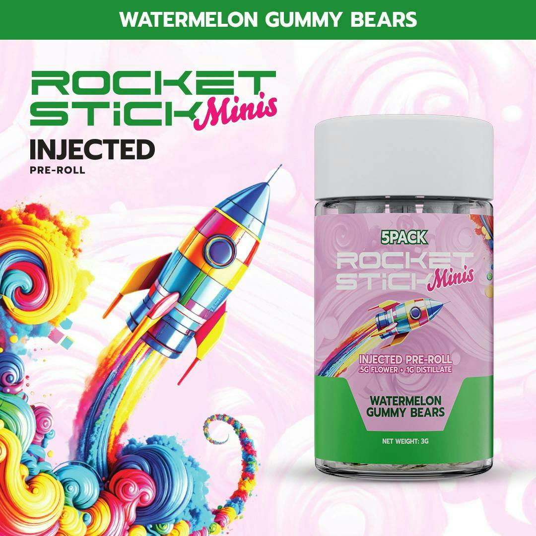 Rocket Rocket Stick Minis x 5 Infused Prerolls | Watermelon Gummy