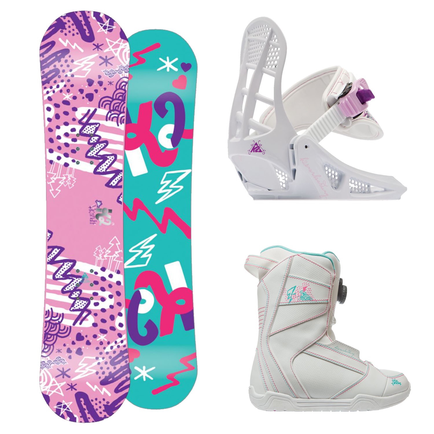 K2 Grom Pack Complete Jr. Snowboard Package Li'l Kandi Rocker