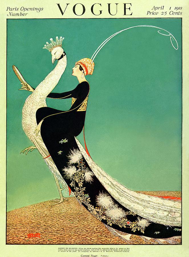 Vogue Cover Featuring A Woman Sitting On A Giant by George Wolfe Plank