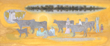 大分で画家・高山辰雄さん原画のどんちょう譲渡 引き取り手を公募