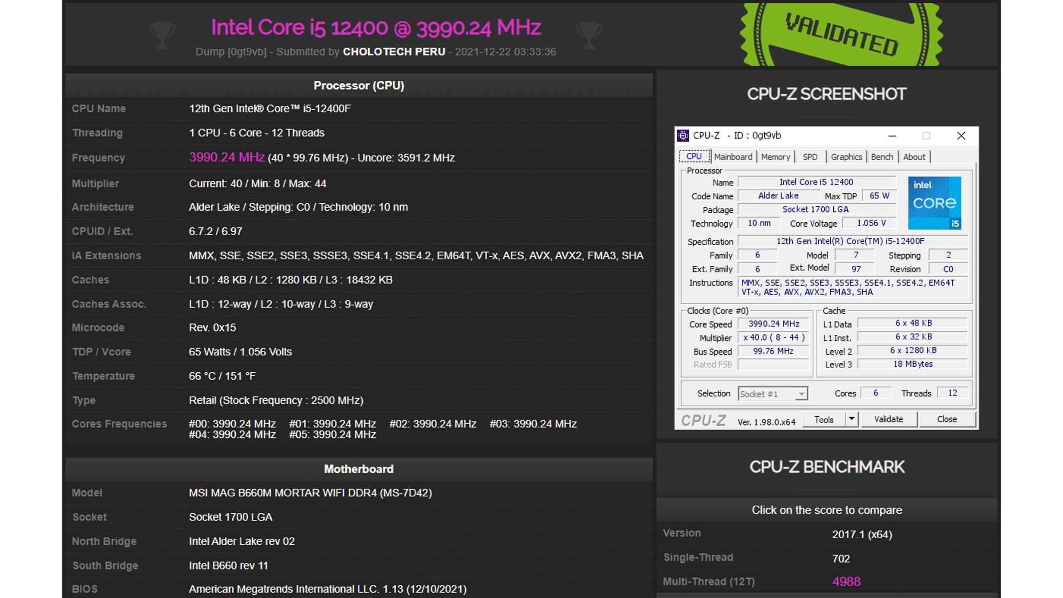 Intel Alder Lake Core i5-12400F Breaks Cover In Leaked Benchmark