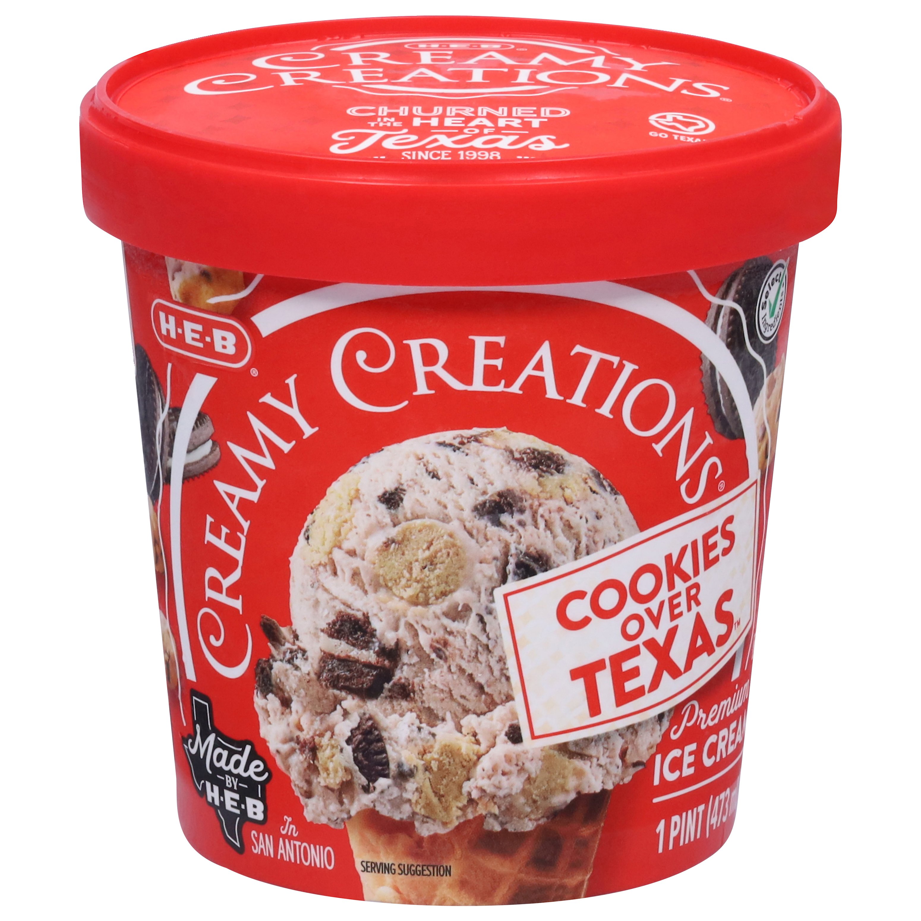 H-E-B Creamy Creations Cookies Over Texas Ice Cream, 1 pt | Joe