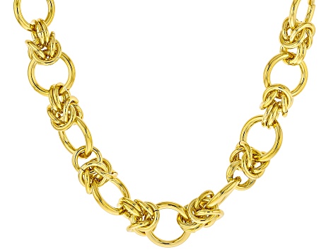 18k Yellow Gold Over Bronze Byzantine Station 20 Inch Necklace