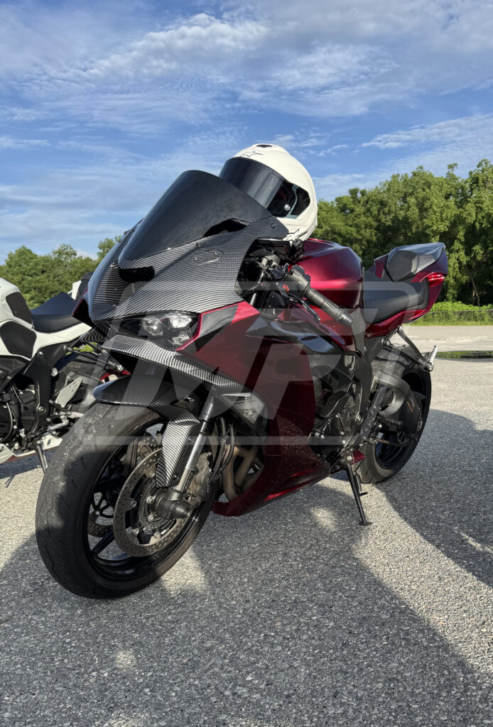Kawasaki ZX6R 2024-2026 Gloss Candy Red With Carbon Fiber Style