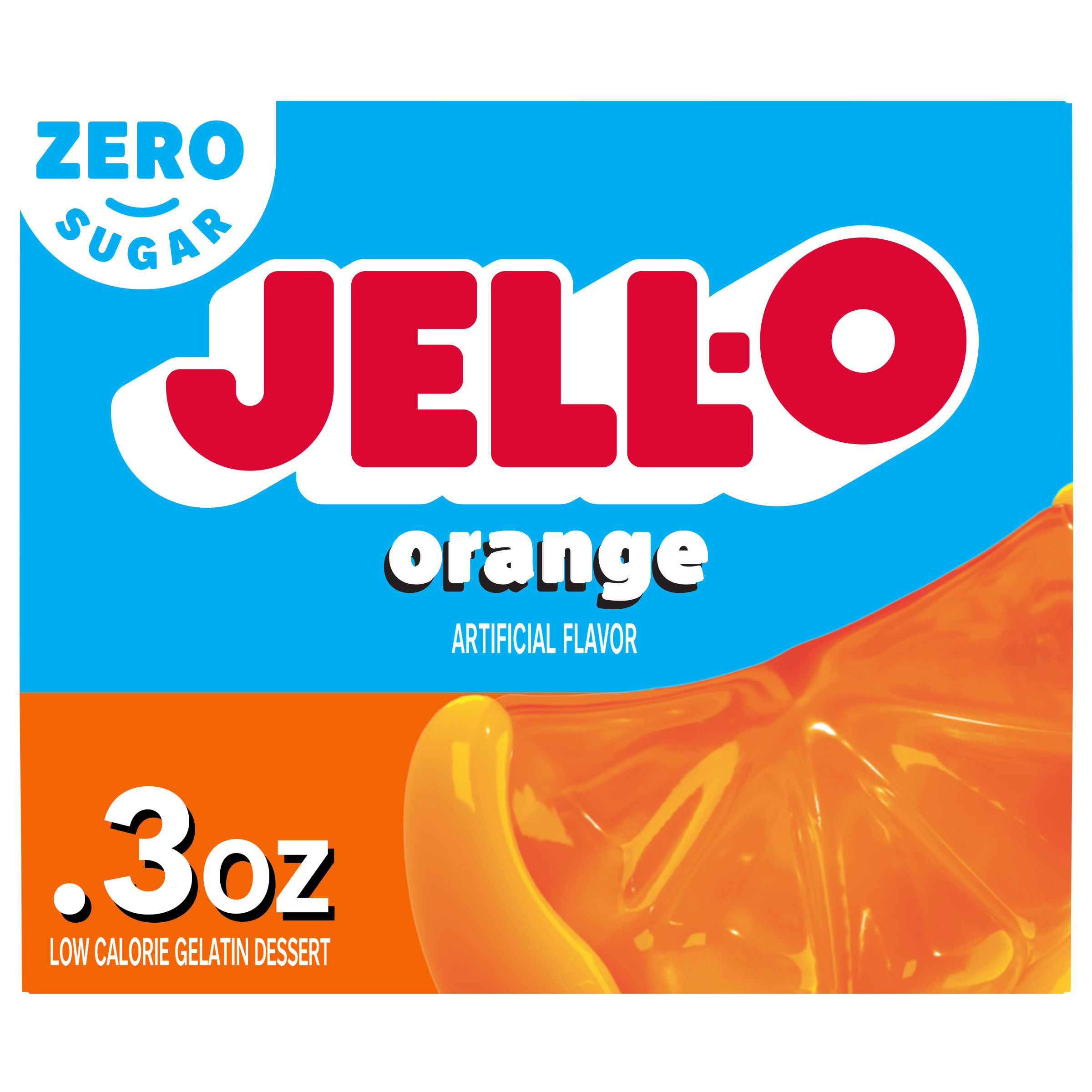 Jell-O Orange Artificially Flavored Zero Sugar Low Calorie Gelatin