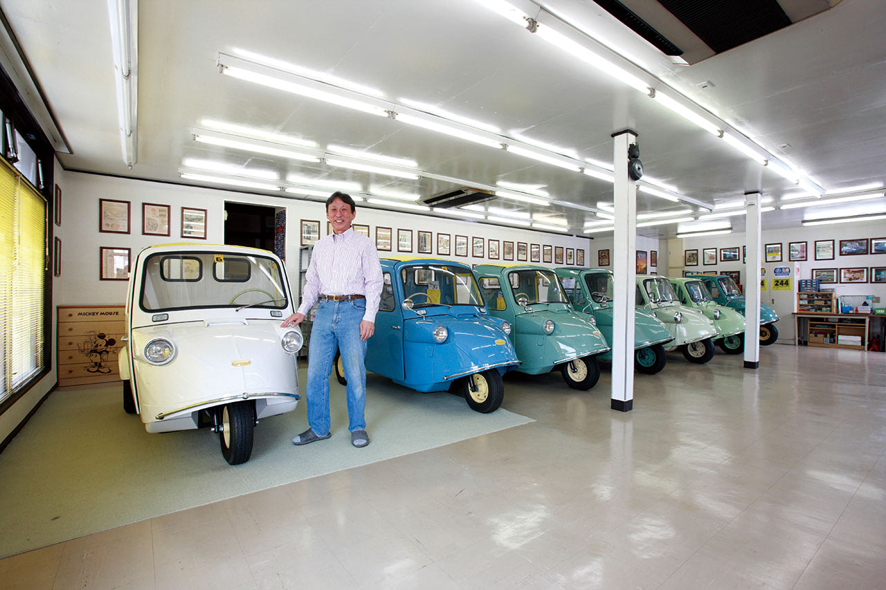 歴代のミゼットMPがズラリ！ ミゼットマニアの至福の空間｜旧車の棲む