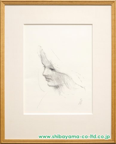 舟越保武「女の顔」デッサン :: 絵画買取・販売 - シバヤマ