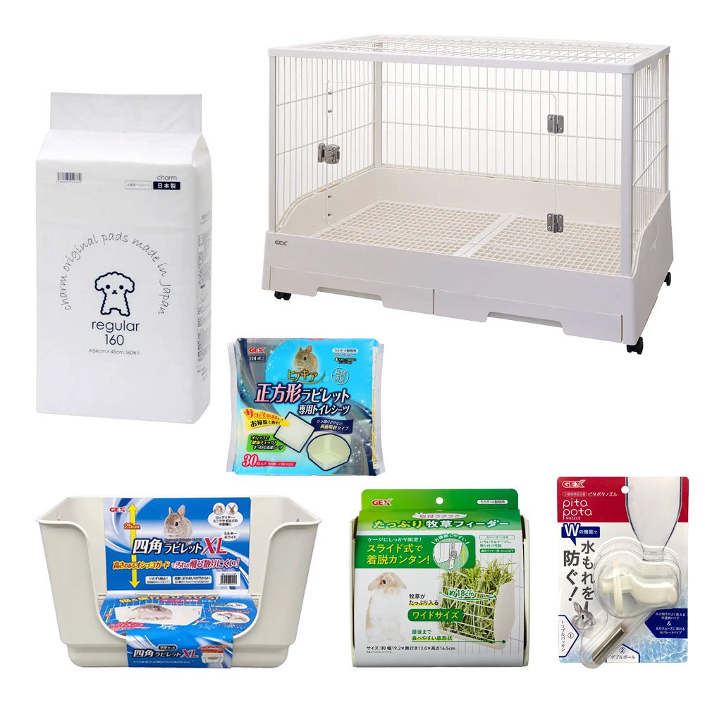 GEX クリアフロント80 うさぎの飼育セット 幅81.5×奥行き54.5×高さ59.0