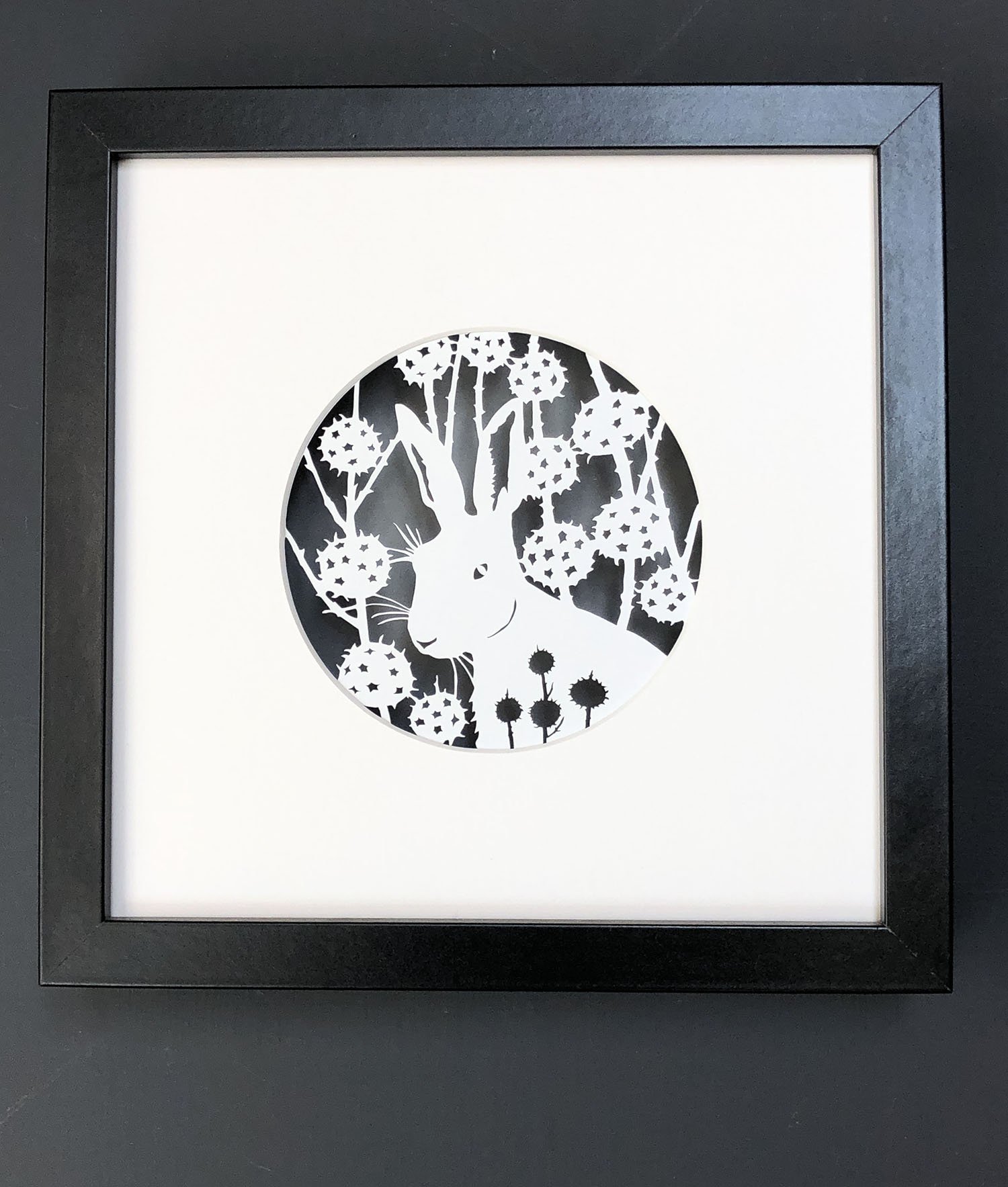 Hare and Seedheads Papercut — Sarah Morpeth Artist