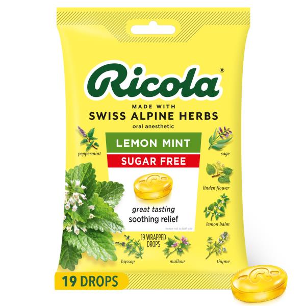 Ricola Throat Drops, Sugar Free, Lemon Mint | Publix Super Markets