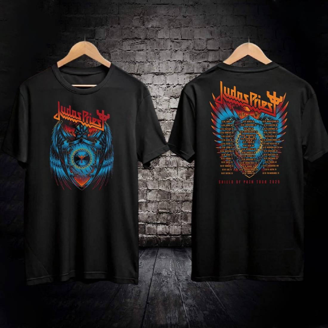 Judas Priest Shield Of Pain Tour 2025 Shield Wings T-shirt