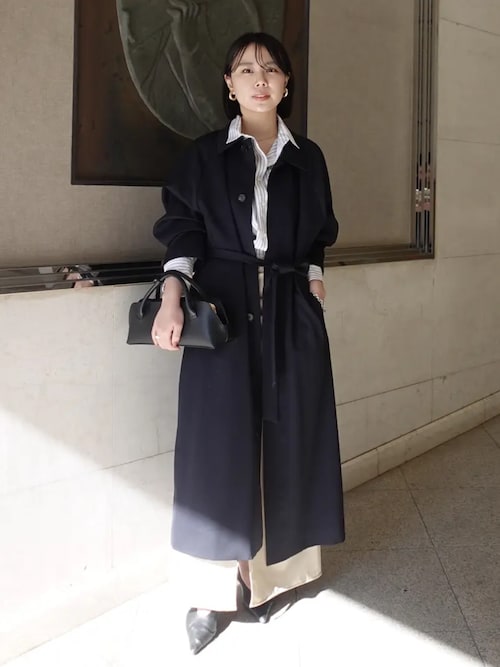 ウールステンカラーロングコート（ステンカラーコート）｜anuans（ア
