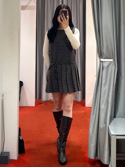 セール】3.3 Field Trip／ウールライクプリーツチェックジャンスカ