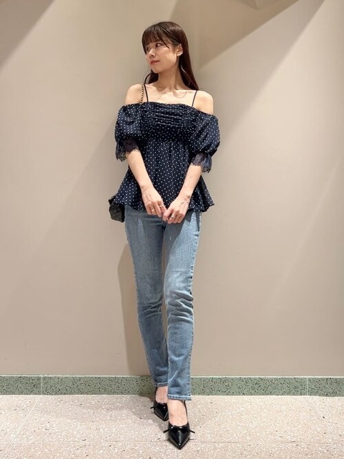 セール】バリエオフショルレースチュニック（シャツ/ブラウス