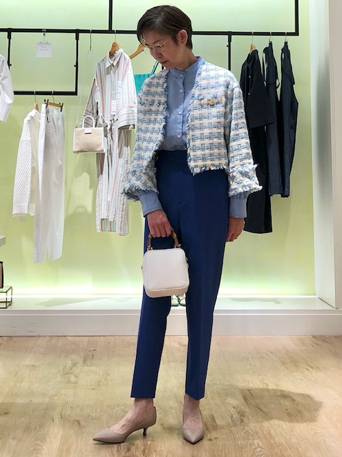 セール】バスケットツイードショートジャケット（ノーカラージャケット