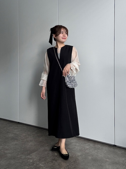 セール】【ON・OFF使える】シアーブラウスセットキーネックワンピース