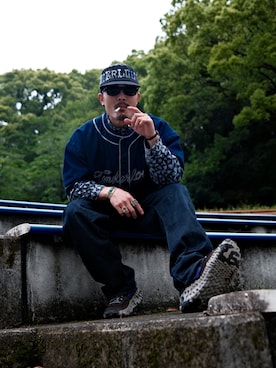 TENDERLOINのキャップを使った人気ファッションコーディネート（髪型