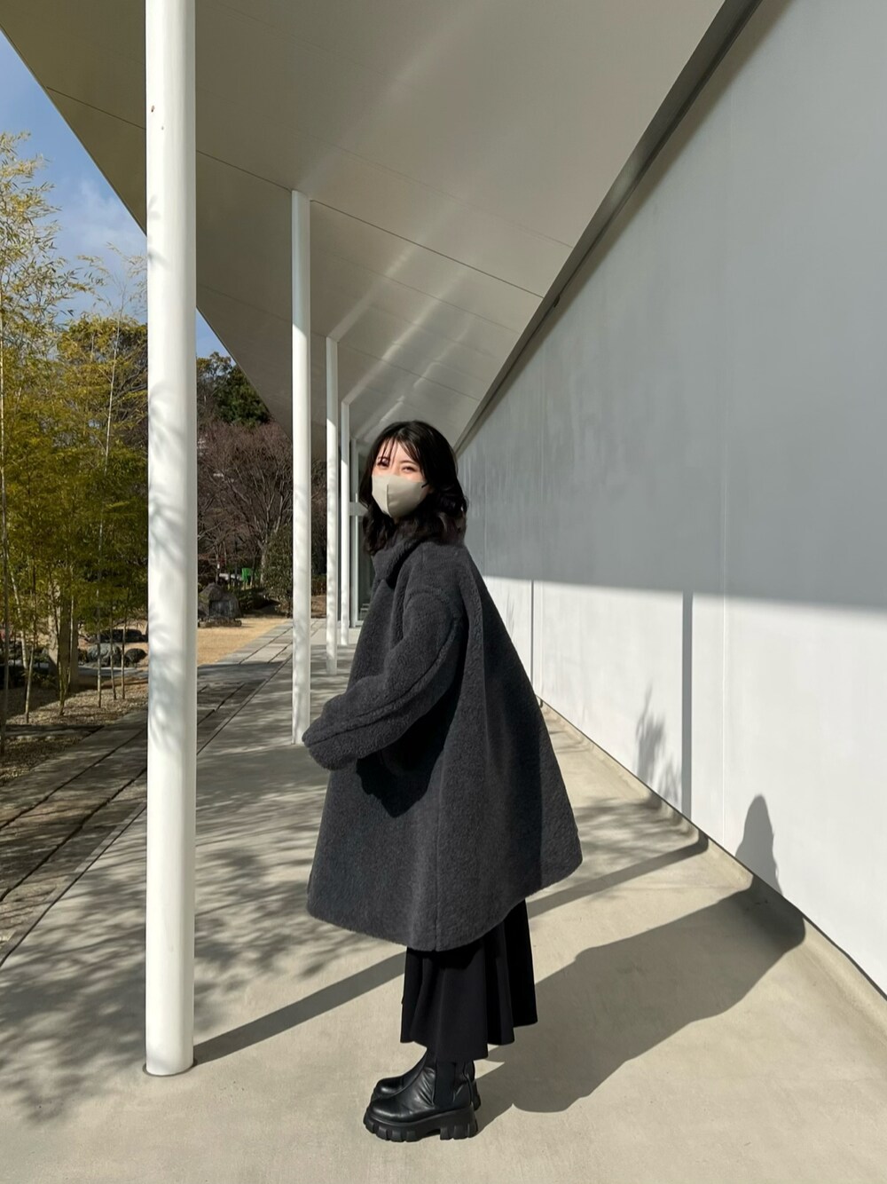 CLANEボリューム フレア クラネ ボアコート 新品 size1 グレー ボア