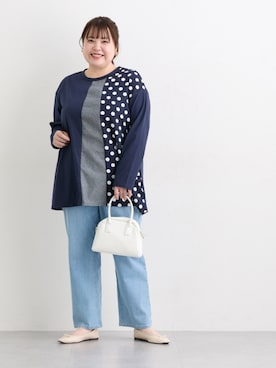 大きいサイズ 異素材切替パッチワークチュニックTシャツ 通販【ニッセン】