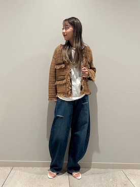 Curensology(カレンソロジー)/ツイーディフリンジニットカーディガンを