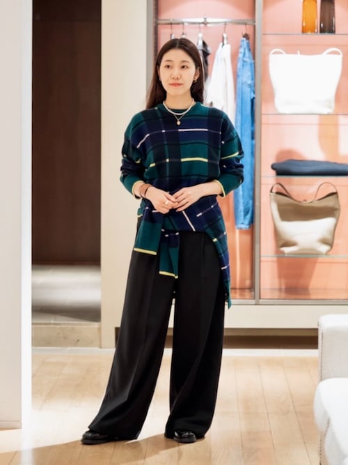 MACPHEE（マカフィー） カーディガン NZ LAMBS プリント Vネック