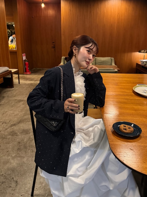 NOTRE emor（ノートルエモア） ブラウス シャツ asymmetry tulle tops