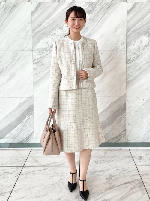 ≪通勤・セレモニー/セットアップ対応≫ノーカラーツイードジャケット