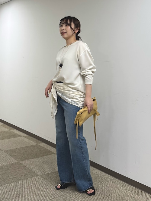 ジャケットやカーデのインナーに！】バックスリットブラウスT（シャツ