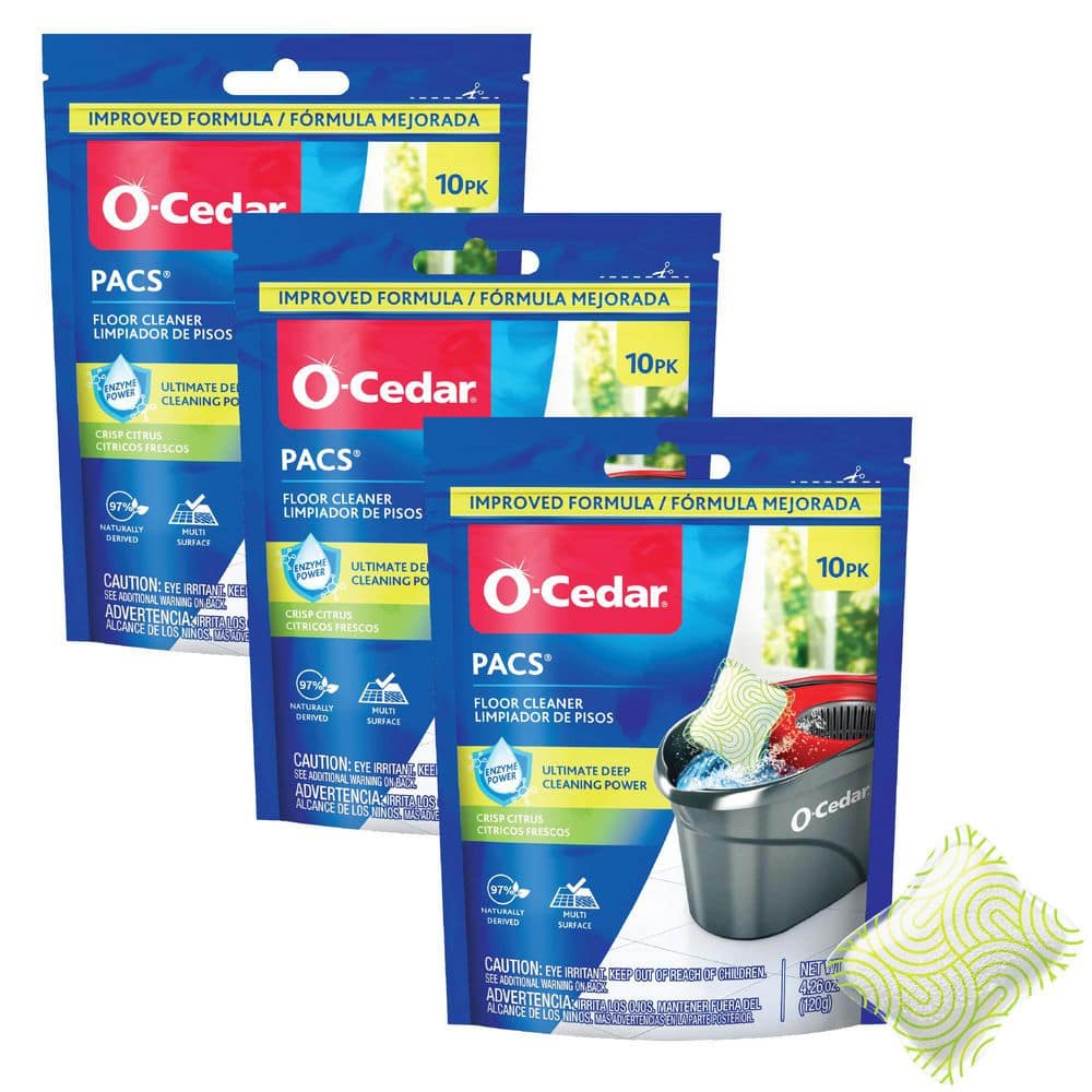 O-Cedar PACS Hard Floor Cleaner, Crisp Citrus Scent (10-Count) (3