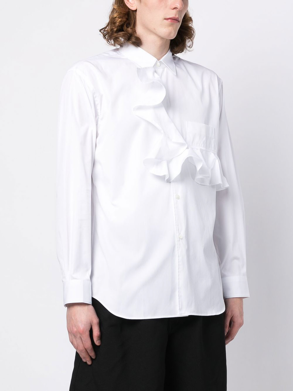 Comme Des Garcons Ruffle-detail longsleeved shirt - White|FKB0222