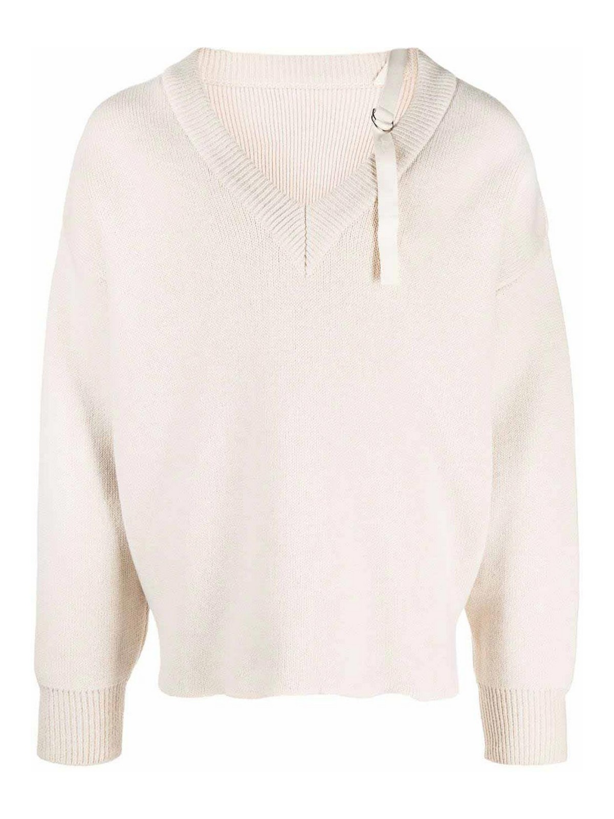 Jacquemus Asymmetric Wool Jumper - Beige - Men|236KN1502116130