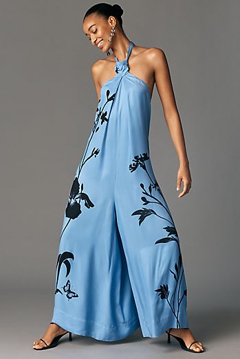 The Tommie Cap-Sleeve Smocked Front-Zip Jumpsuit | Anthropologie