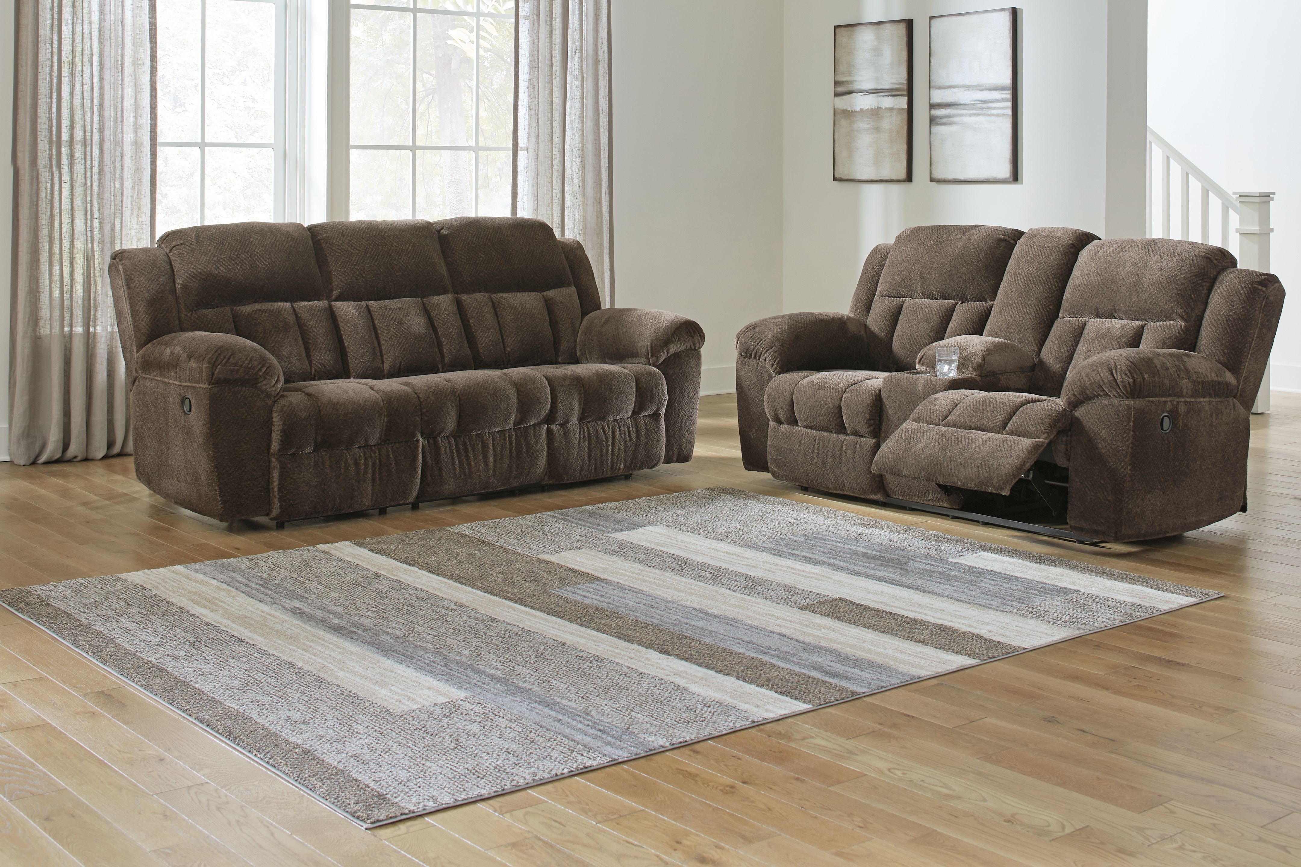 Ashley Frohn Reclining Sofa and Reclining Loveseat With Console