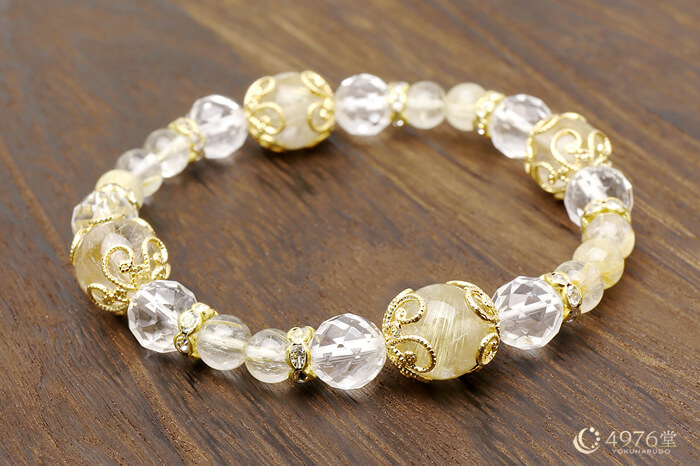 ルチルクォーツ・水晶 ブレスレット キラメタル4ポイント ｜ 天然石