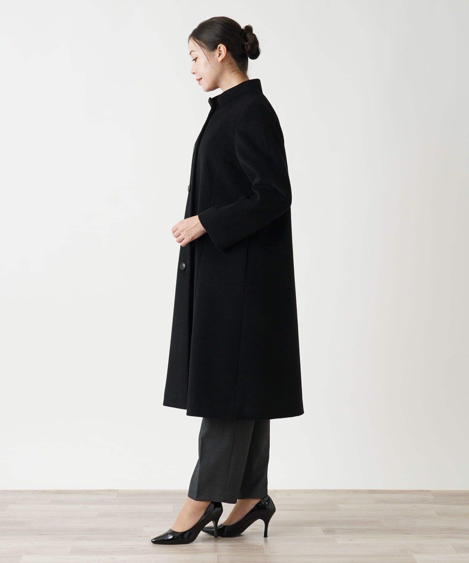 カシミヤハイネックコート【深喜毛織】|レリアン プラスハウス